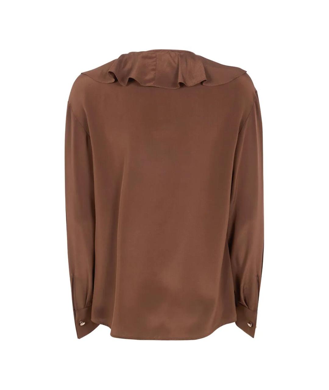 MAX MARA STUDIO Коричневая шелковая рубашка, фото 5