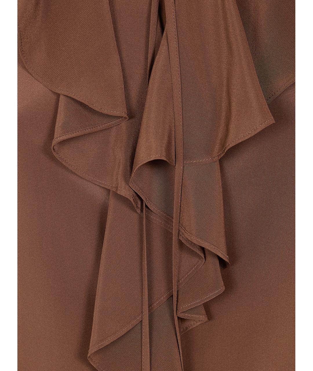 MAX MARA STUDIO Коричневая шелковая рубашка, фото 3