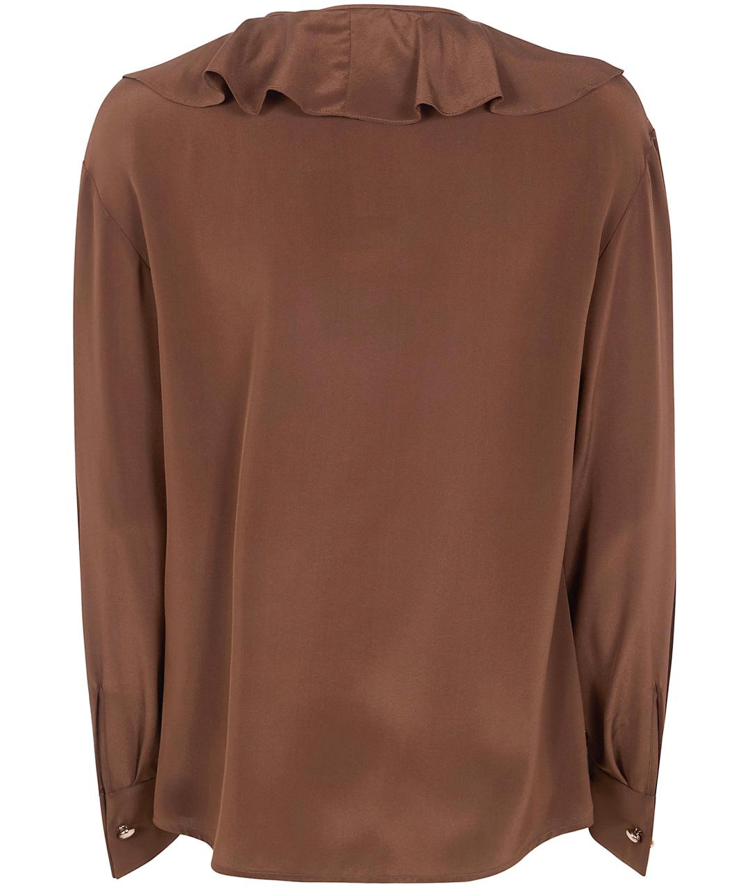 MAX MARA STUDIO Коричневая шелковая рубашка, фото 2