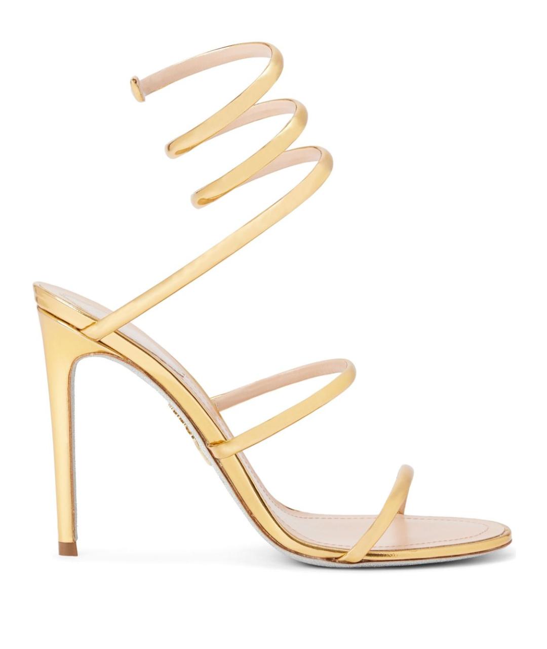 RENE CAOVILLA Золотые кожаные босоножки, фото 1