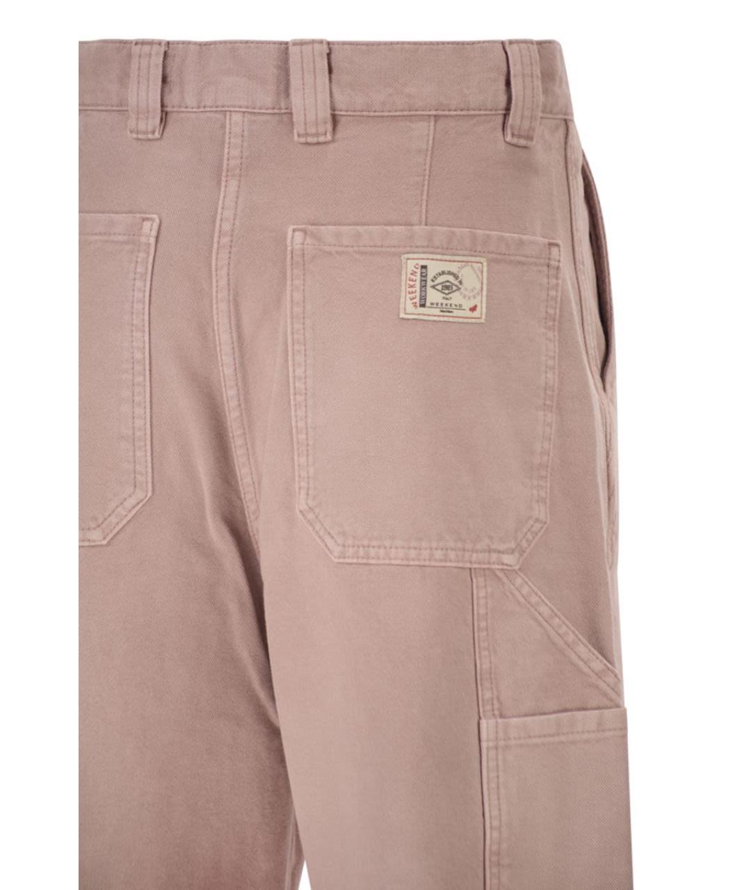 WEEKEND MAX MARA Розовые хлопковые прямые брюки, фото 4