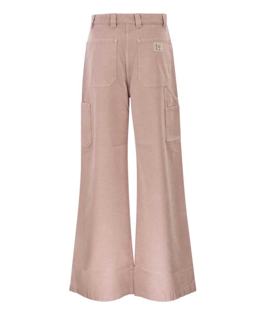 WEEKEND MAX MARA Розовые хлопковые прямые брюки, фото 2