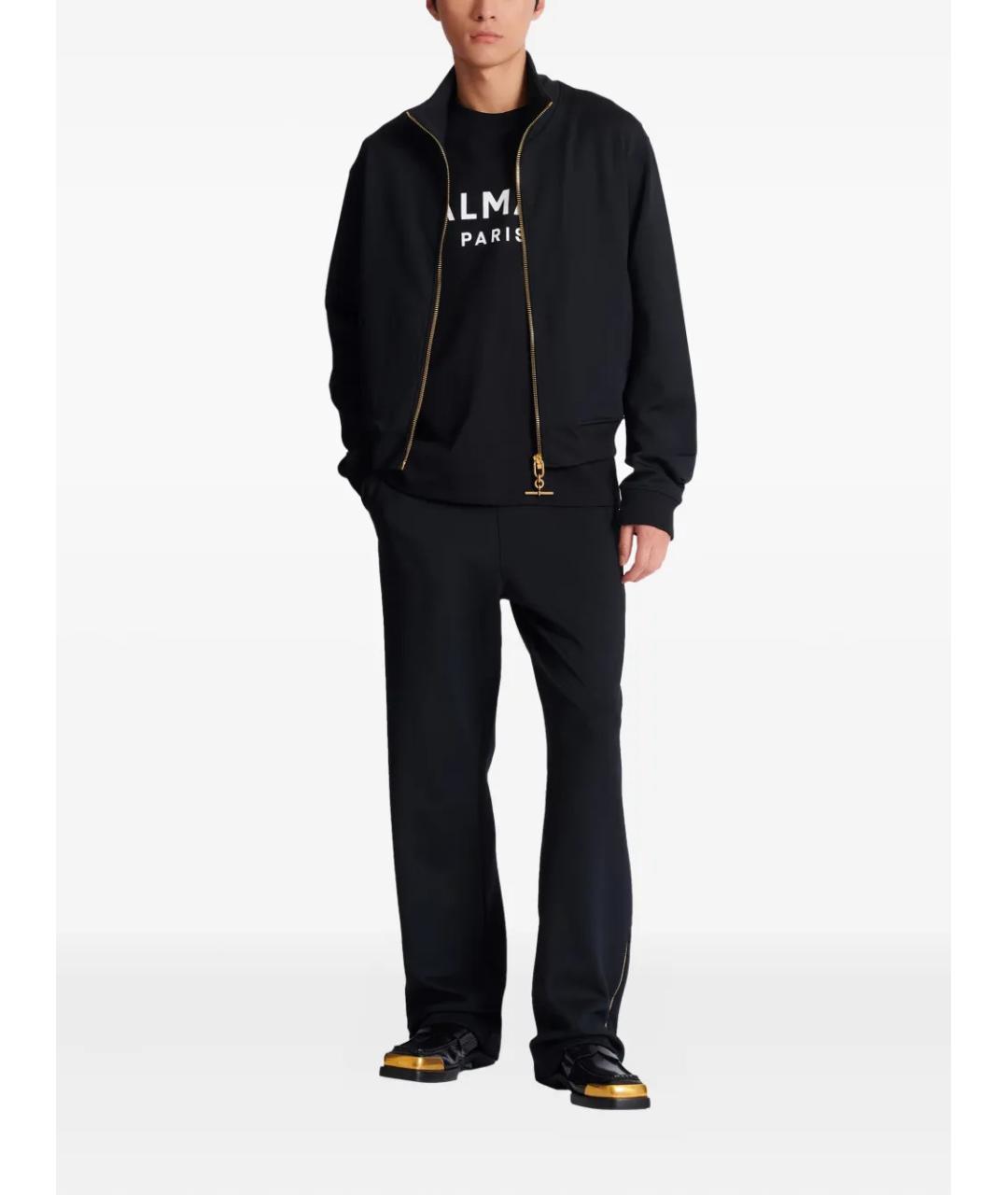 BALMAIN Черная хлопковая футболка, фото 2