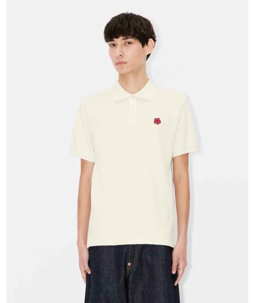 KENZO Бежевое хлопковое поло с коротким рукавом, фото 3