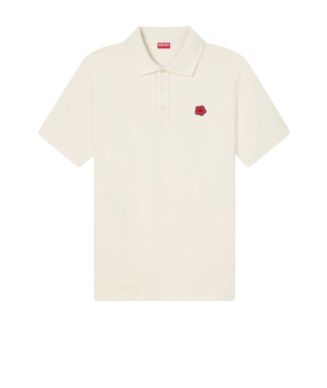KENZO Бежевое хлопковое поло с коротким рукавом, фото 1