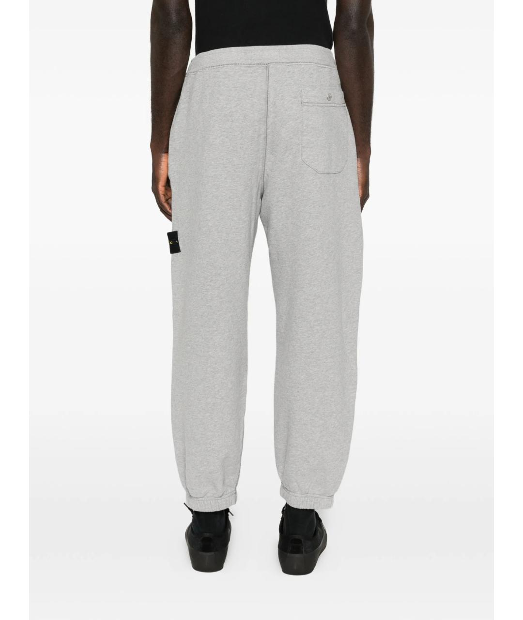 STONE ISLAND Серые хлопковые повседневные брюки, фото 4