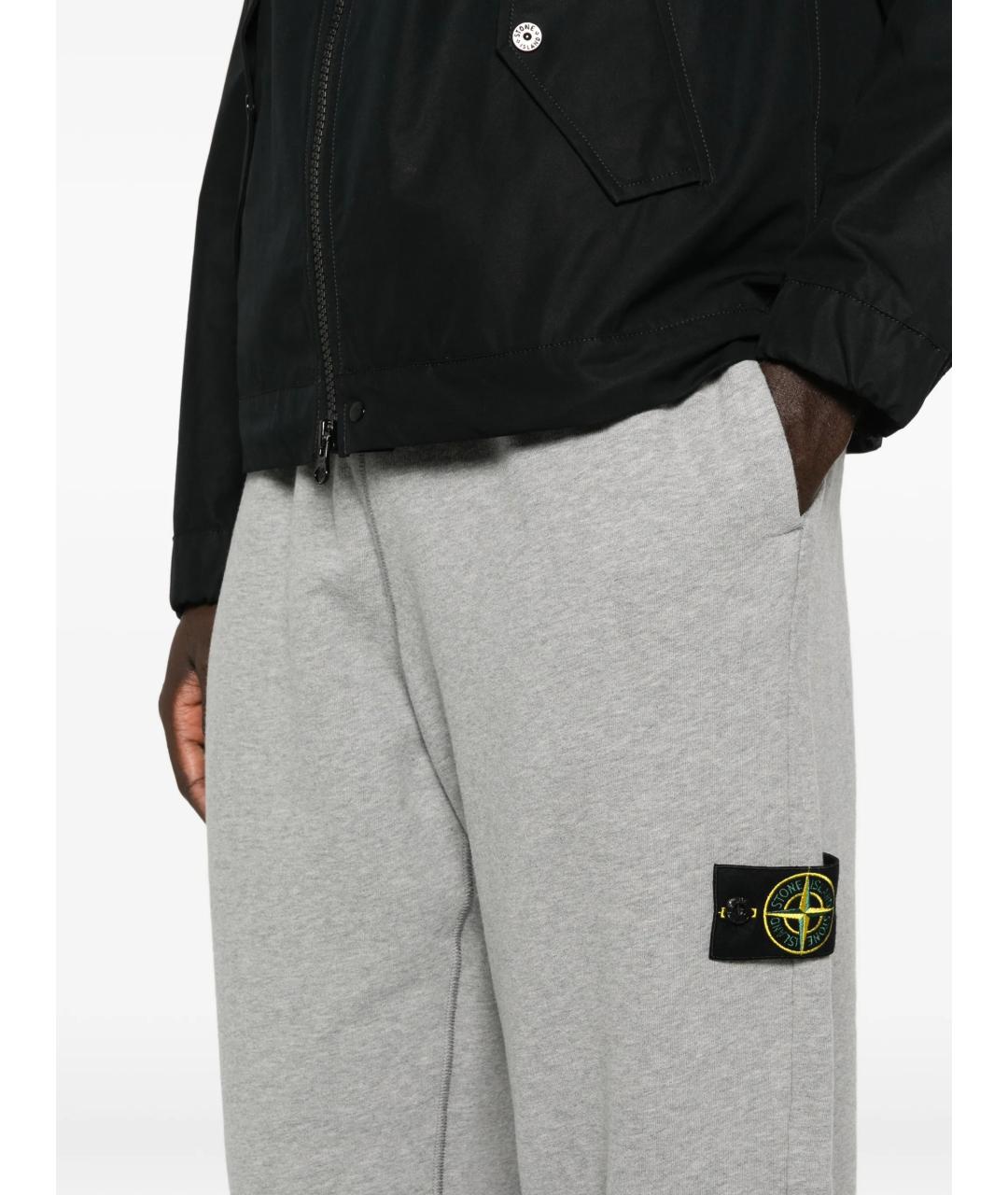 STONE ISLAND Серые хлопковые повседневные брюки, фото 5