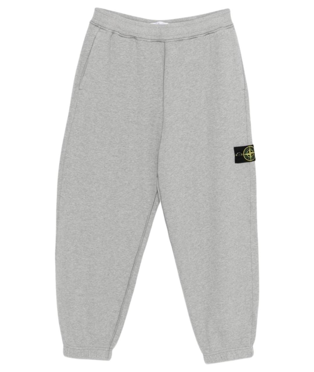 STONE ISLAND Серые хлопковые повседневные брюки, фото 1