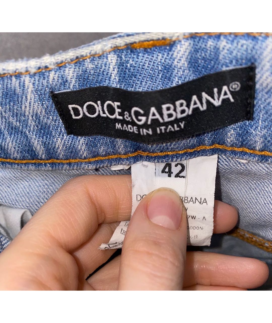 DOLCE&GABBANA Голубые хлопковые джинсы слим, фото 5