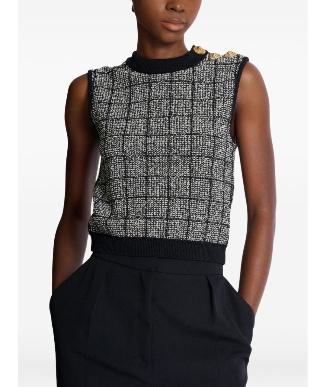 BALMAIN Серая хлопковая футболка, фото 3