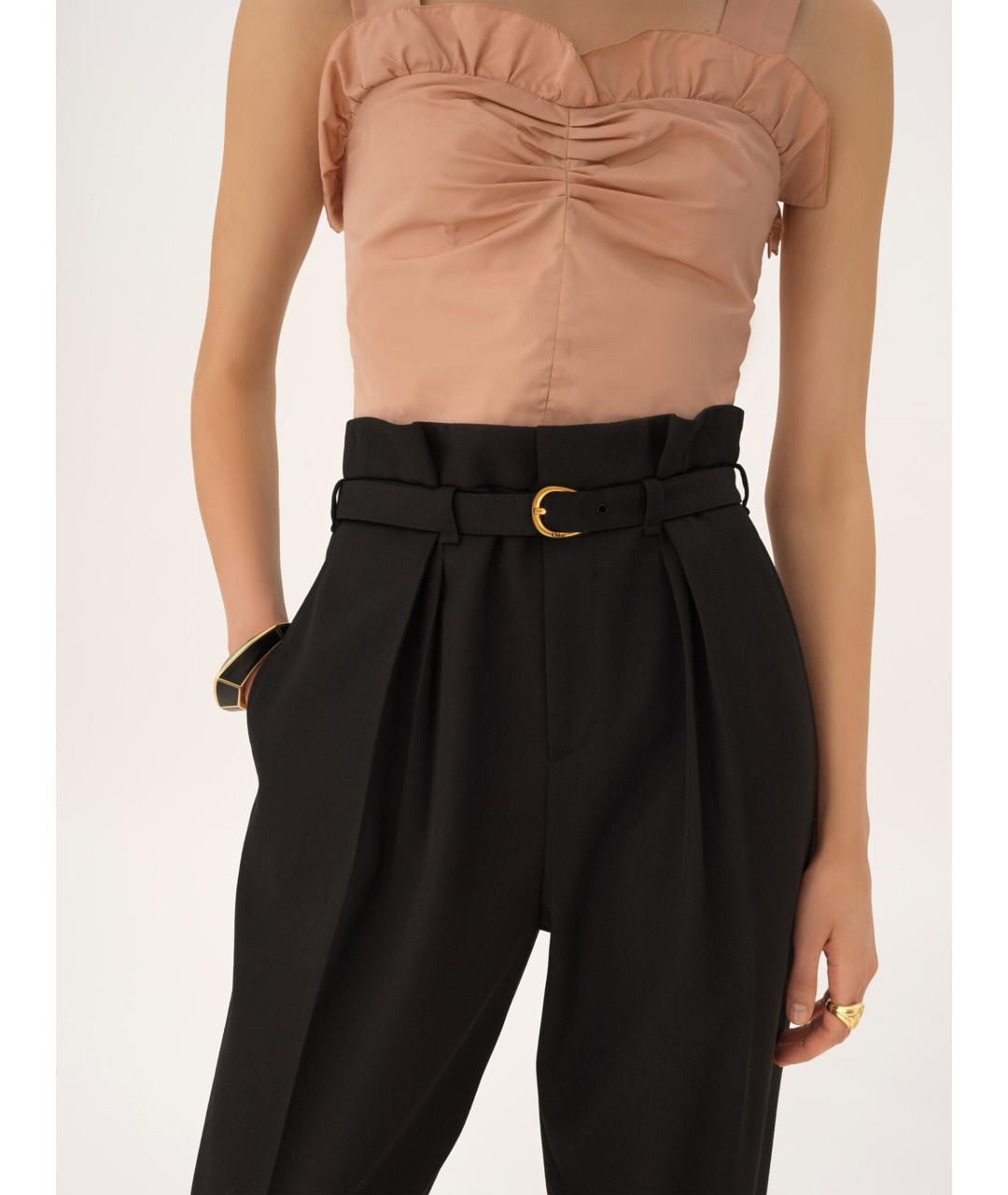 CHLOE Черные шерстяные прямые брюки, фото 5