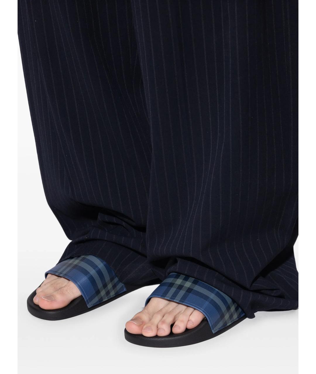 BURBERRY Синие резиновые шлепанцы, фото 5