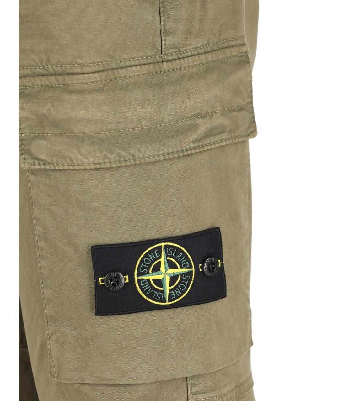 STONE ISLAND Зеленые хлопковые повседневные брюки, фото 4