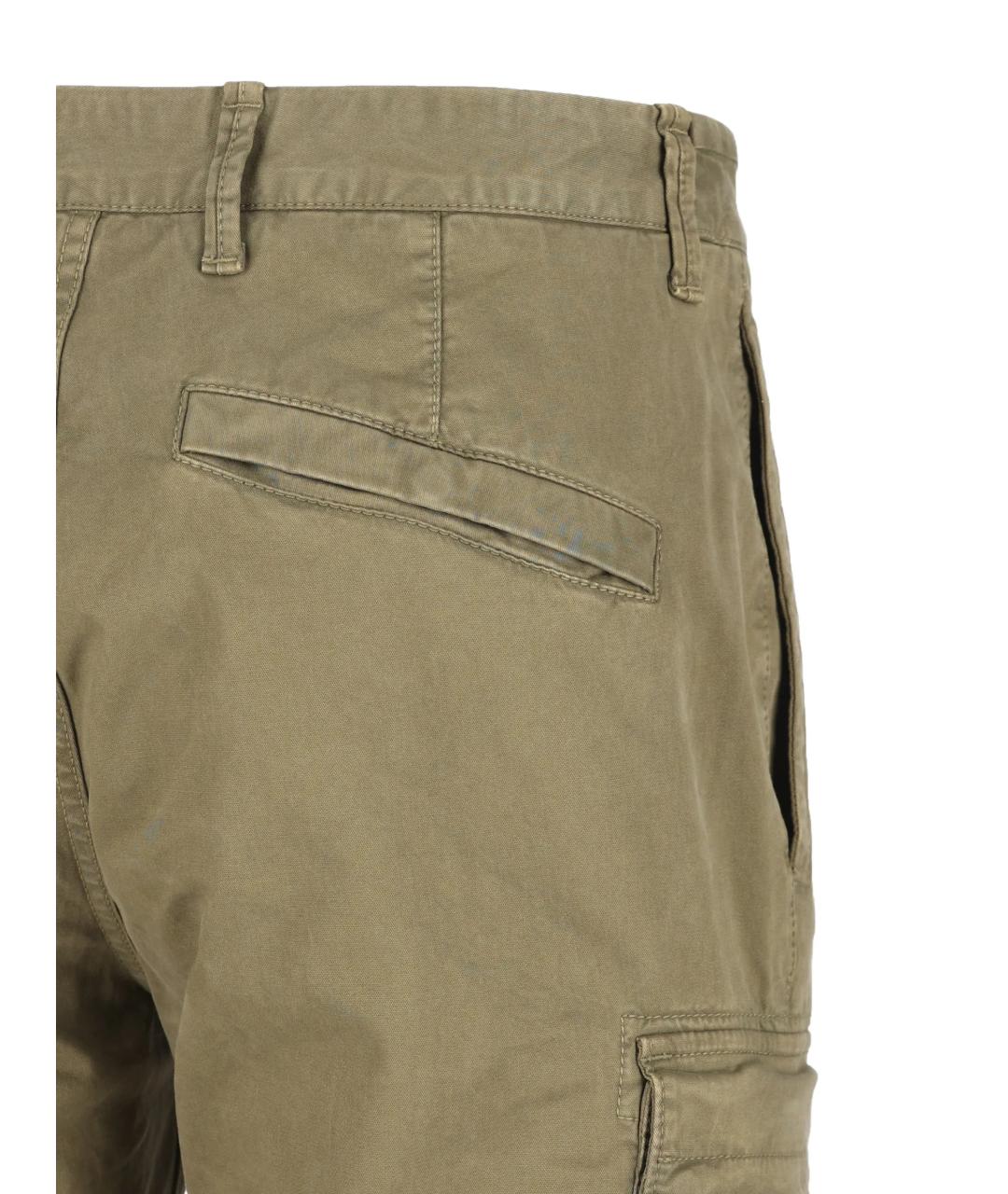 STONE ISLAND Зеленые хлопковые повседневные брюки, фото 3