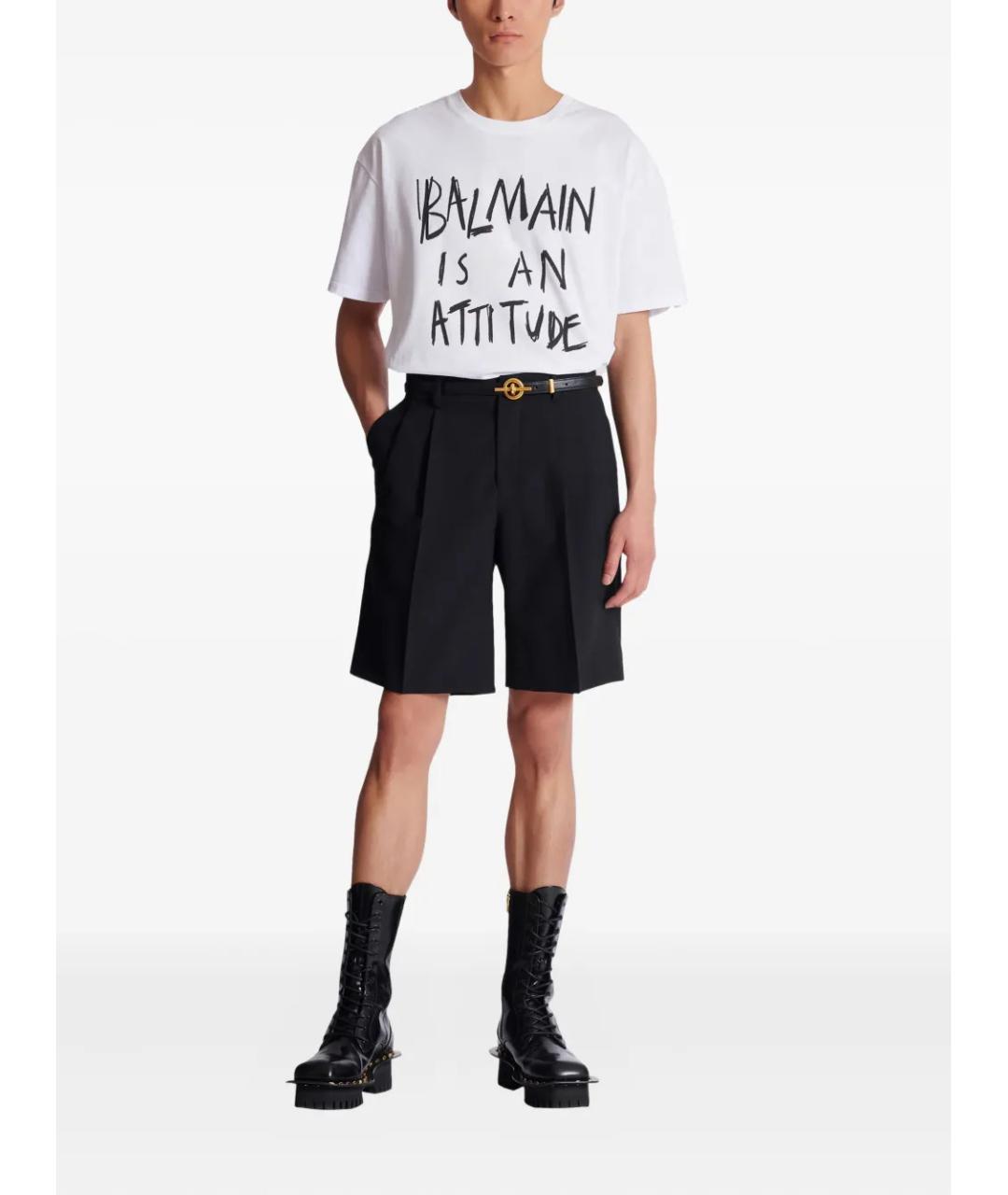 BALMAIN Белая хлопковая футболка, фото 2