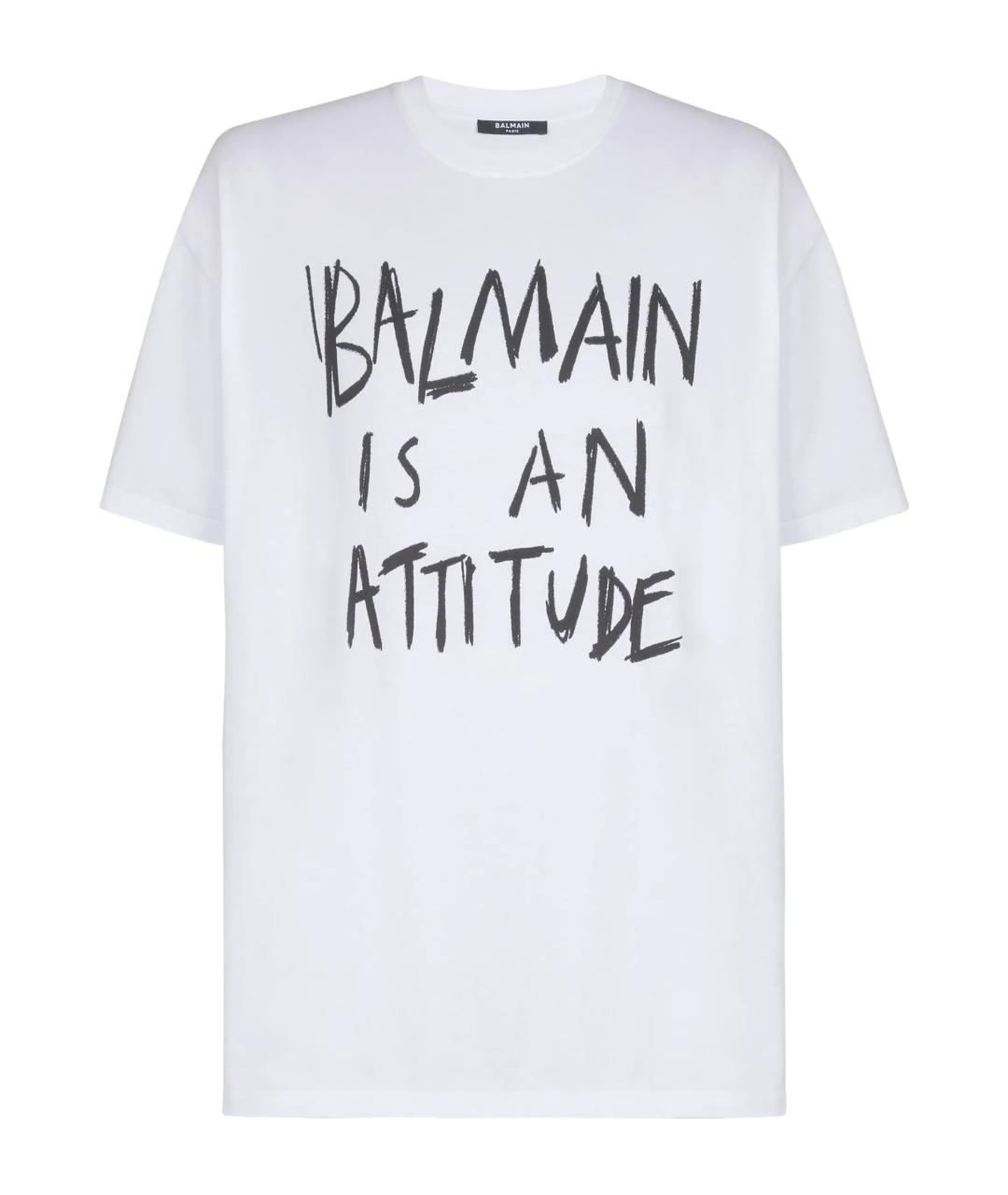 BALMAIN Белая хлопковая футболка, фото 1