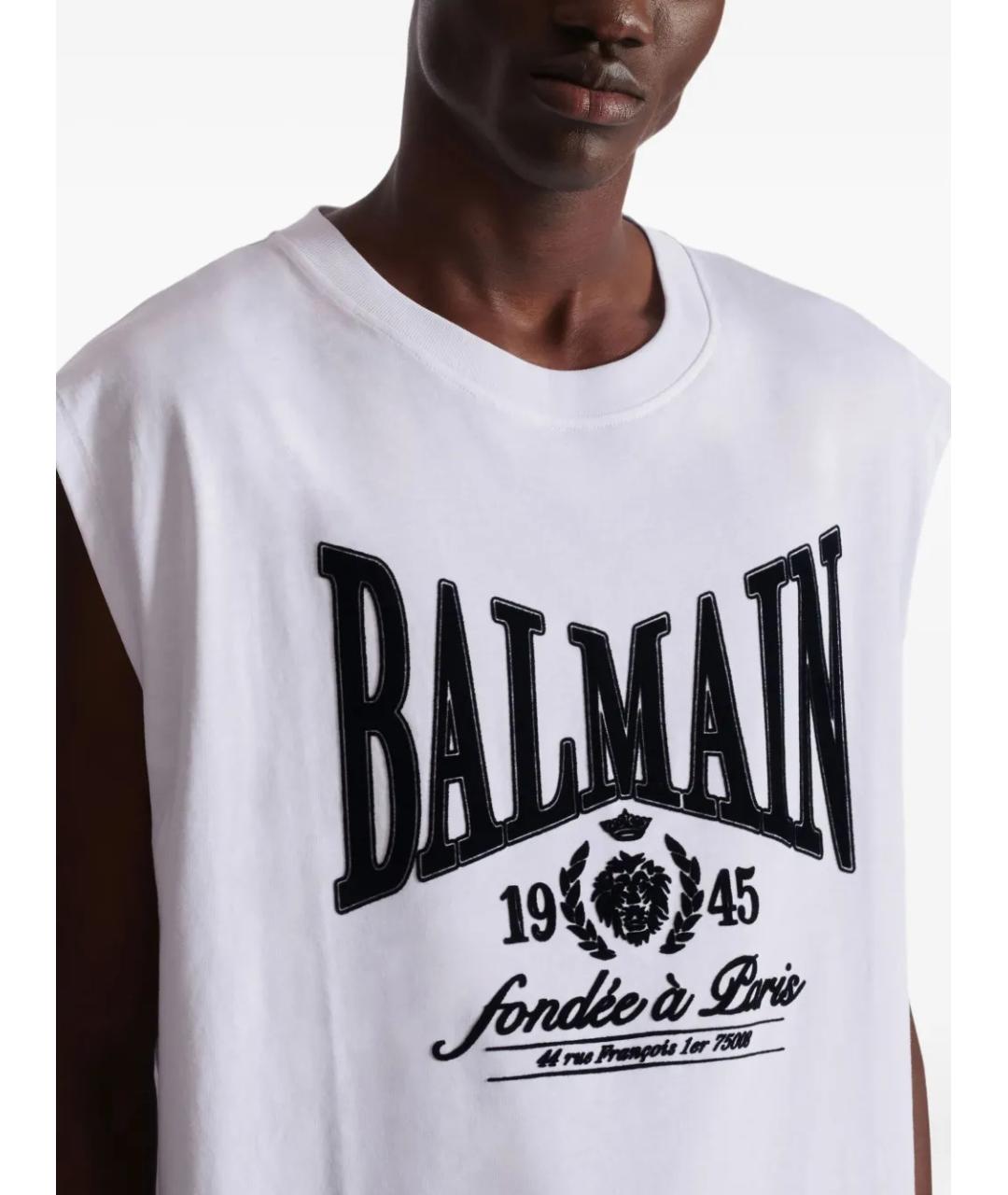 BALMAIN Белая хлопковая футболка, фото 5