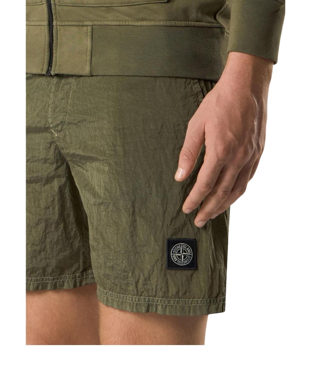 STONE ISLAND Зеленые шорты, фото 3