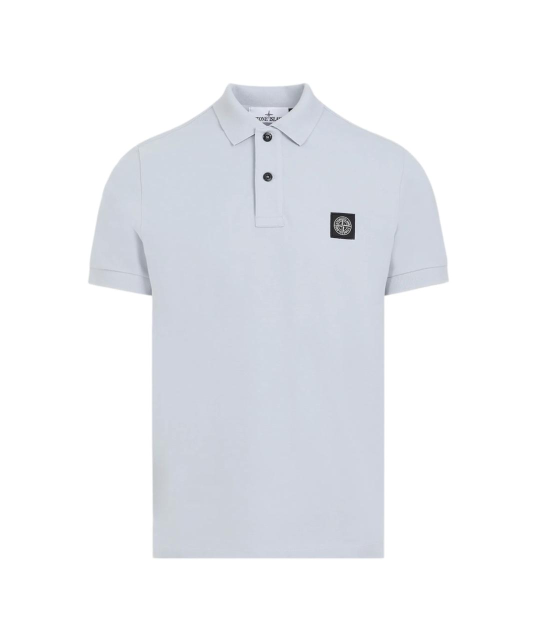 STONE ISLAND Голубое хлопковое поло с коротким рукавом, фото 1