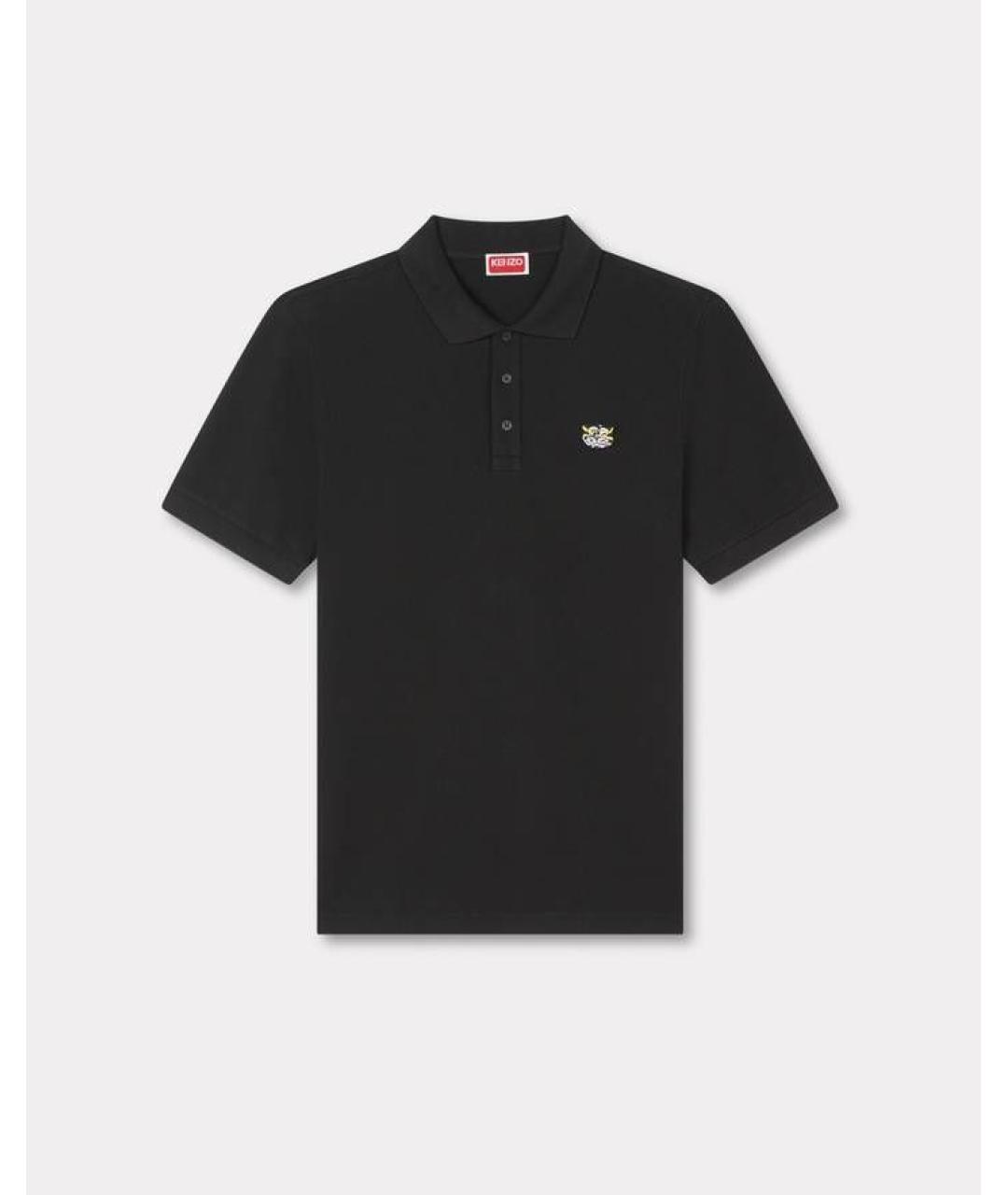 KENZO Черное хлопковое поло с коротким рукавом, фото 5