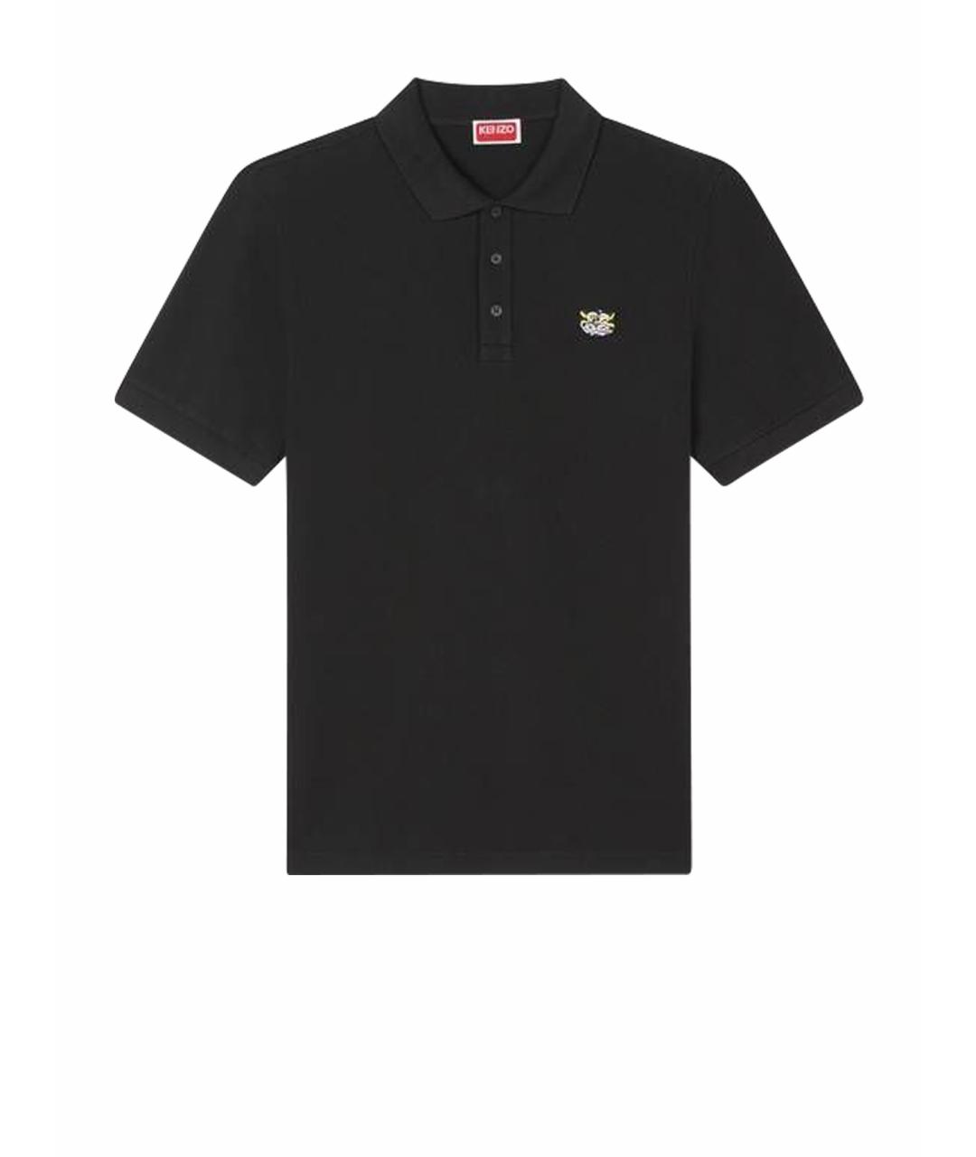 KENZO Черное хлопковое поло с коротким рукавом, фото 1