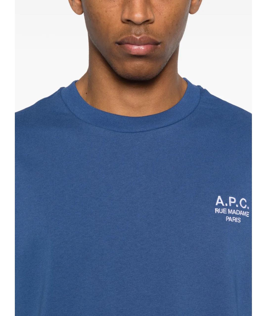 A.P.C. Синяя хлопковая футболка, фото 5