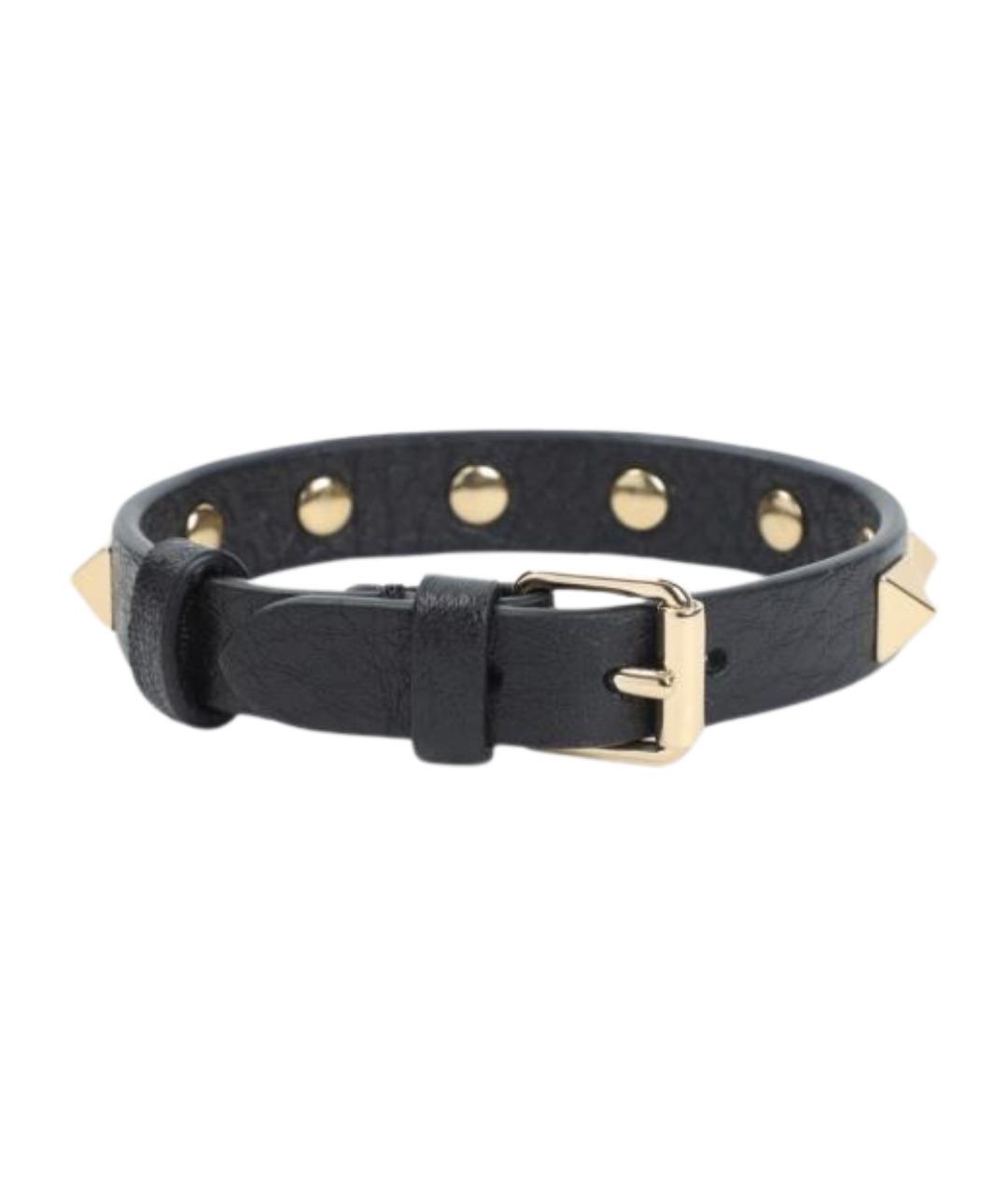 VALENTINO Черный кожаный браслет, фото 2