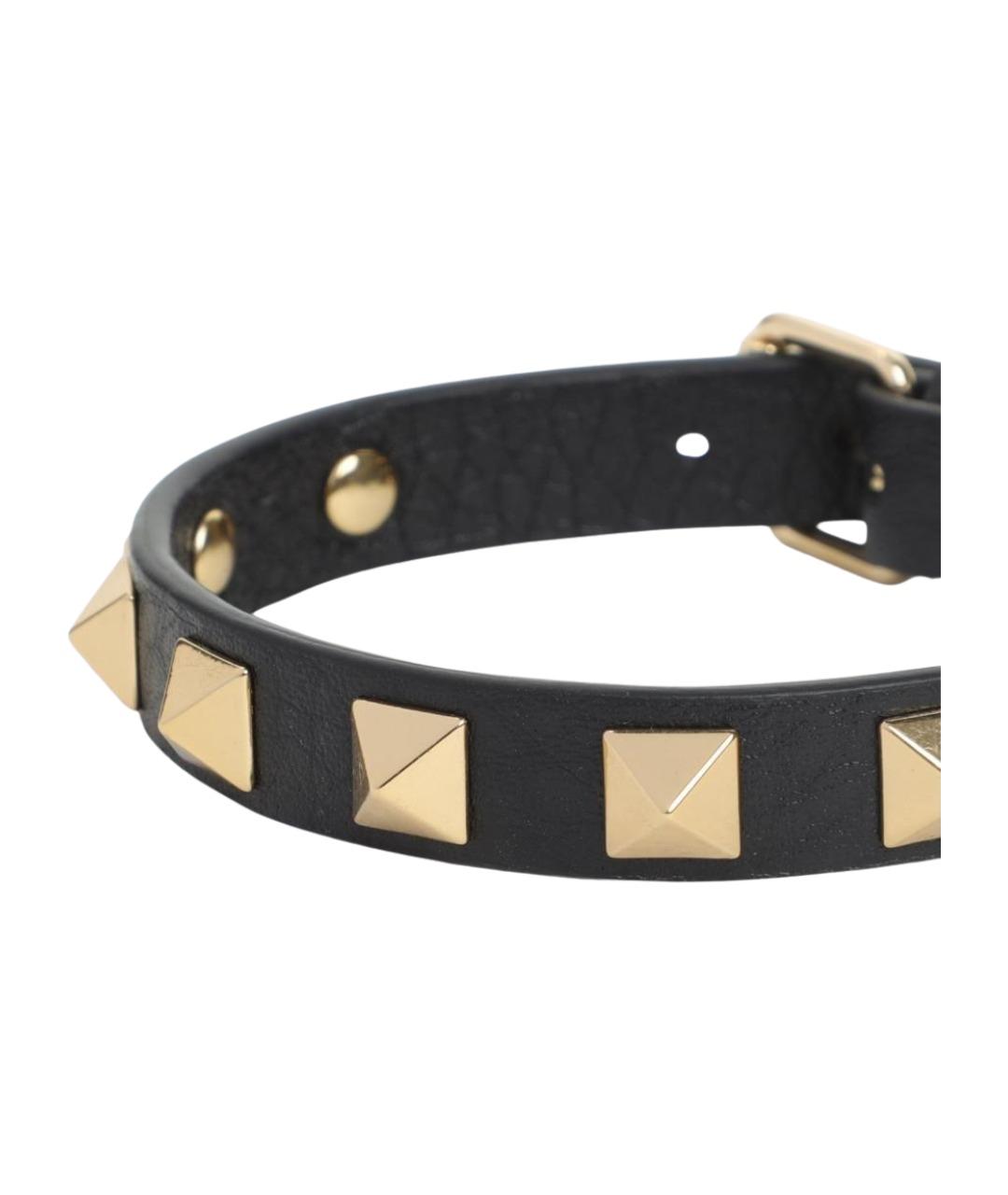 VALENTINO Черный кожаный браслет, фото 3
