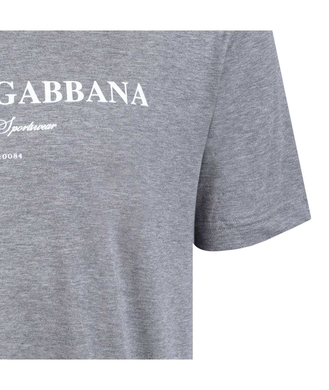 DOLCE&GABBANA Серая хлопковая футболка, фото 4