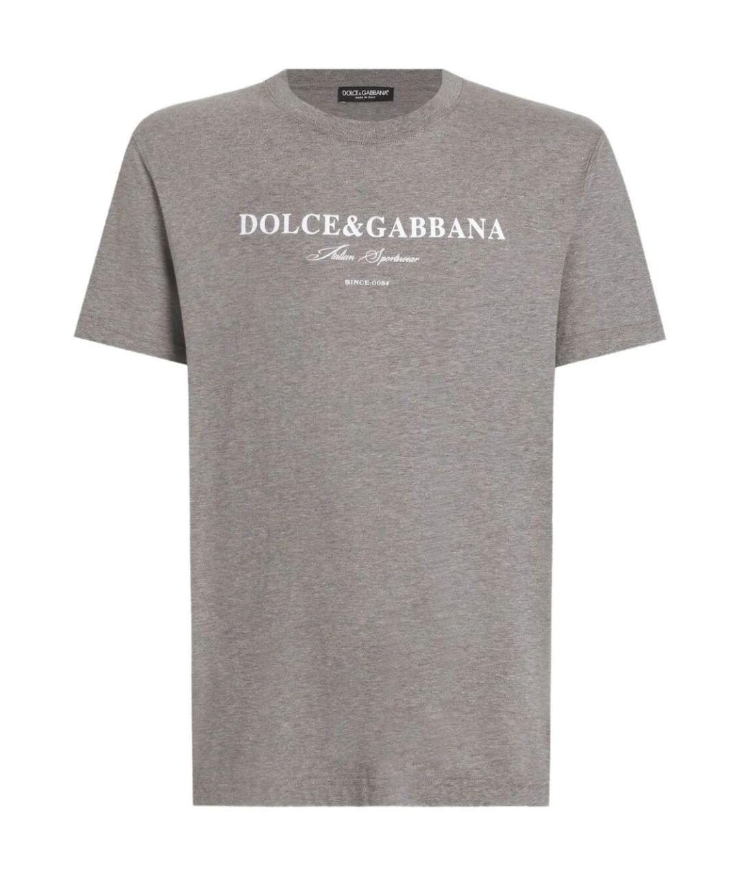 DOLCE&GABBANA Серая хлопковая футболка, фото 1