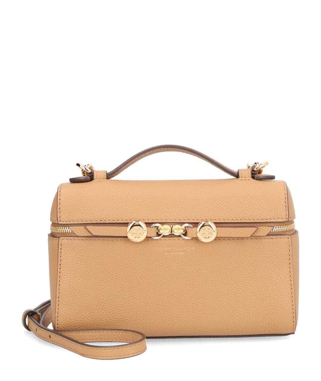 TORY BURCH Бежевая кожаная сумка с короткими ручками, фото 1