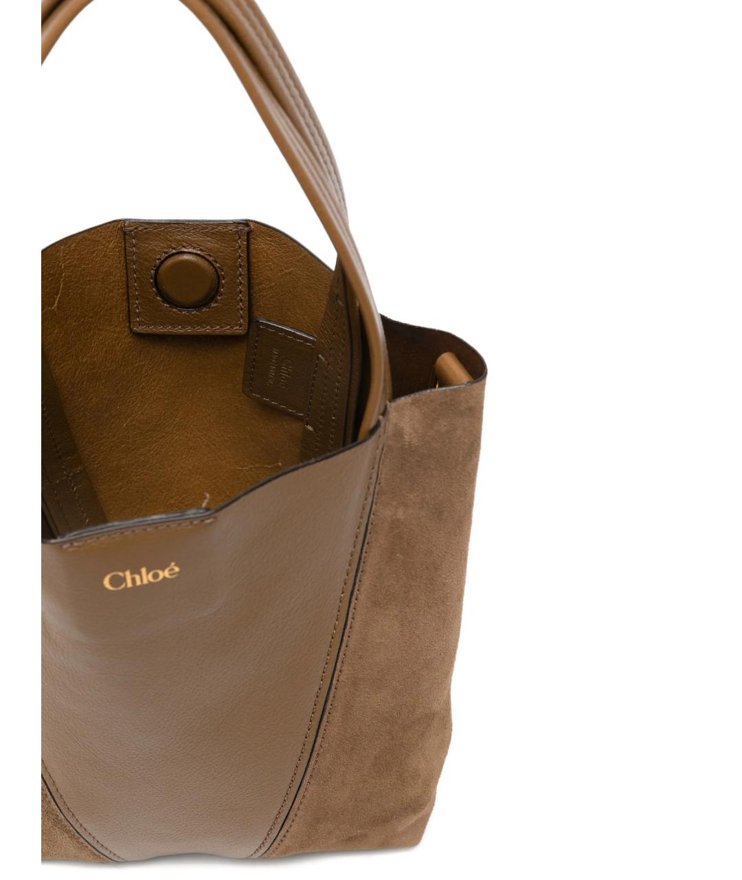 CHLOE Коричневая кожаная сумка тоут, фото 5