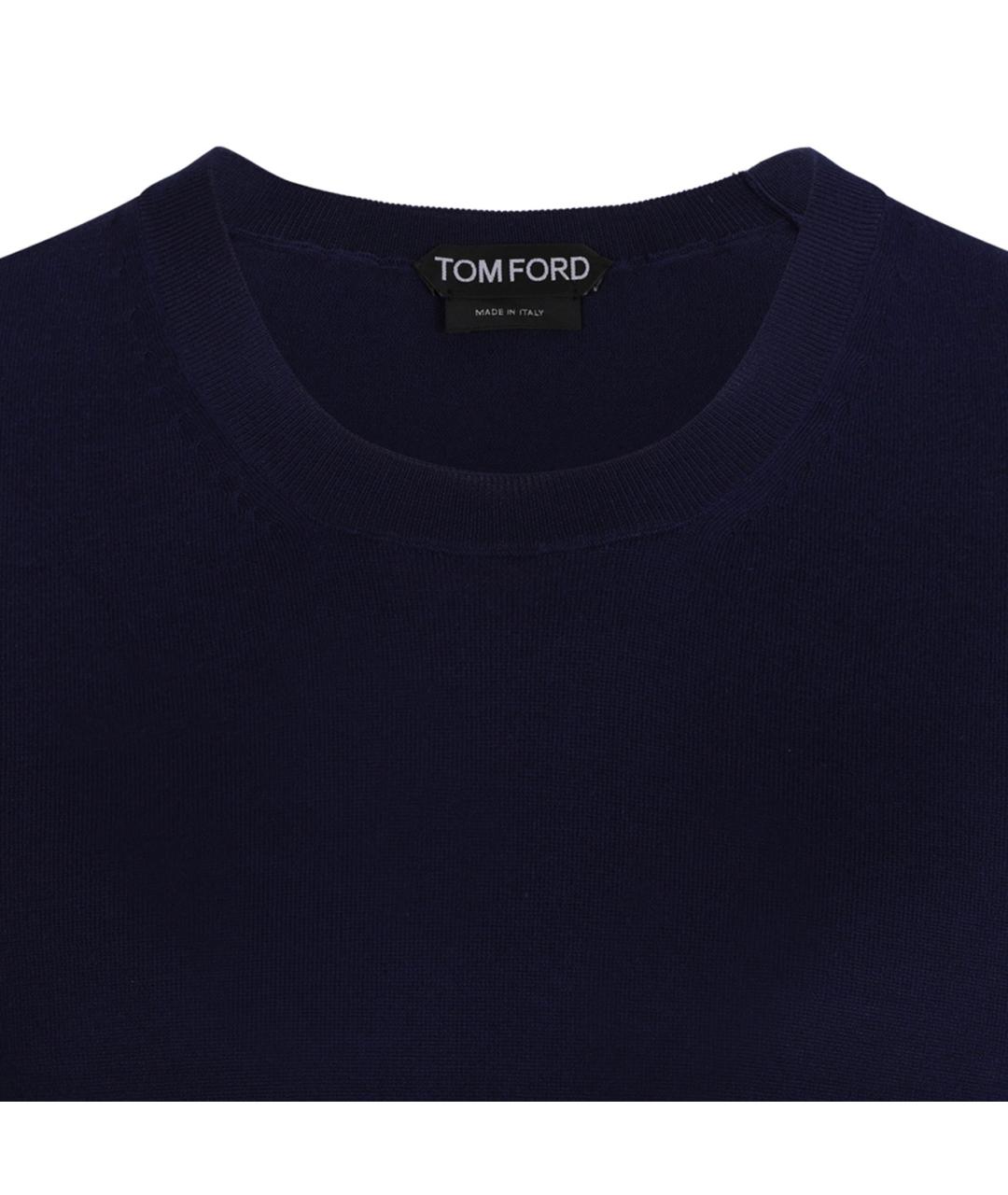 TOM FORD Темно-синяя хлопковая футболка, фото 3