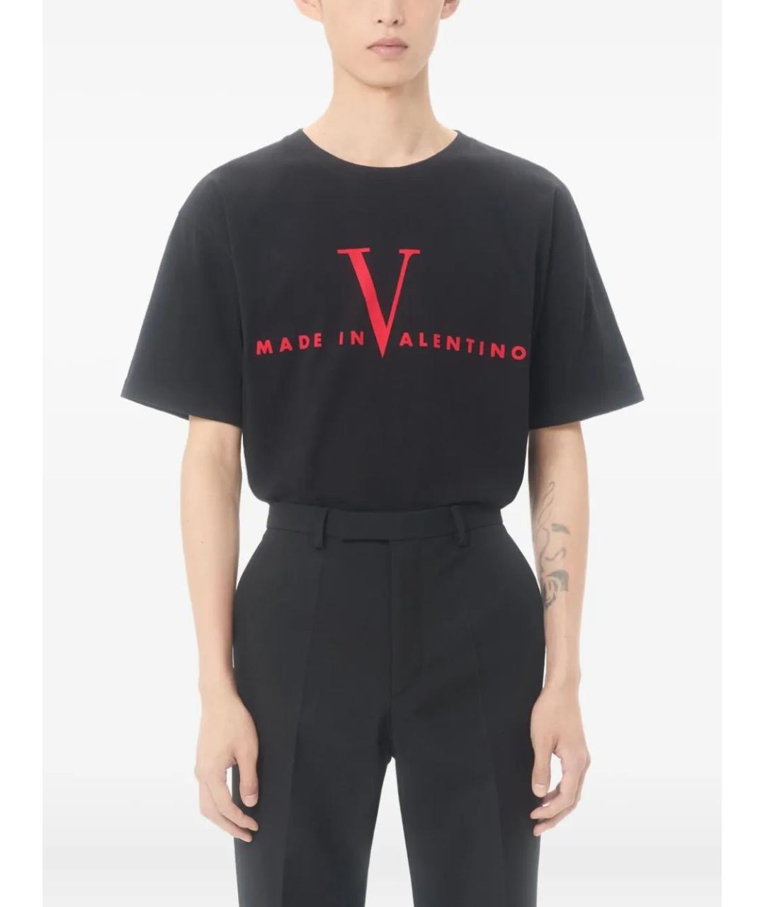VALENTINO Черная хлопковая футболка, фото 3