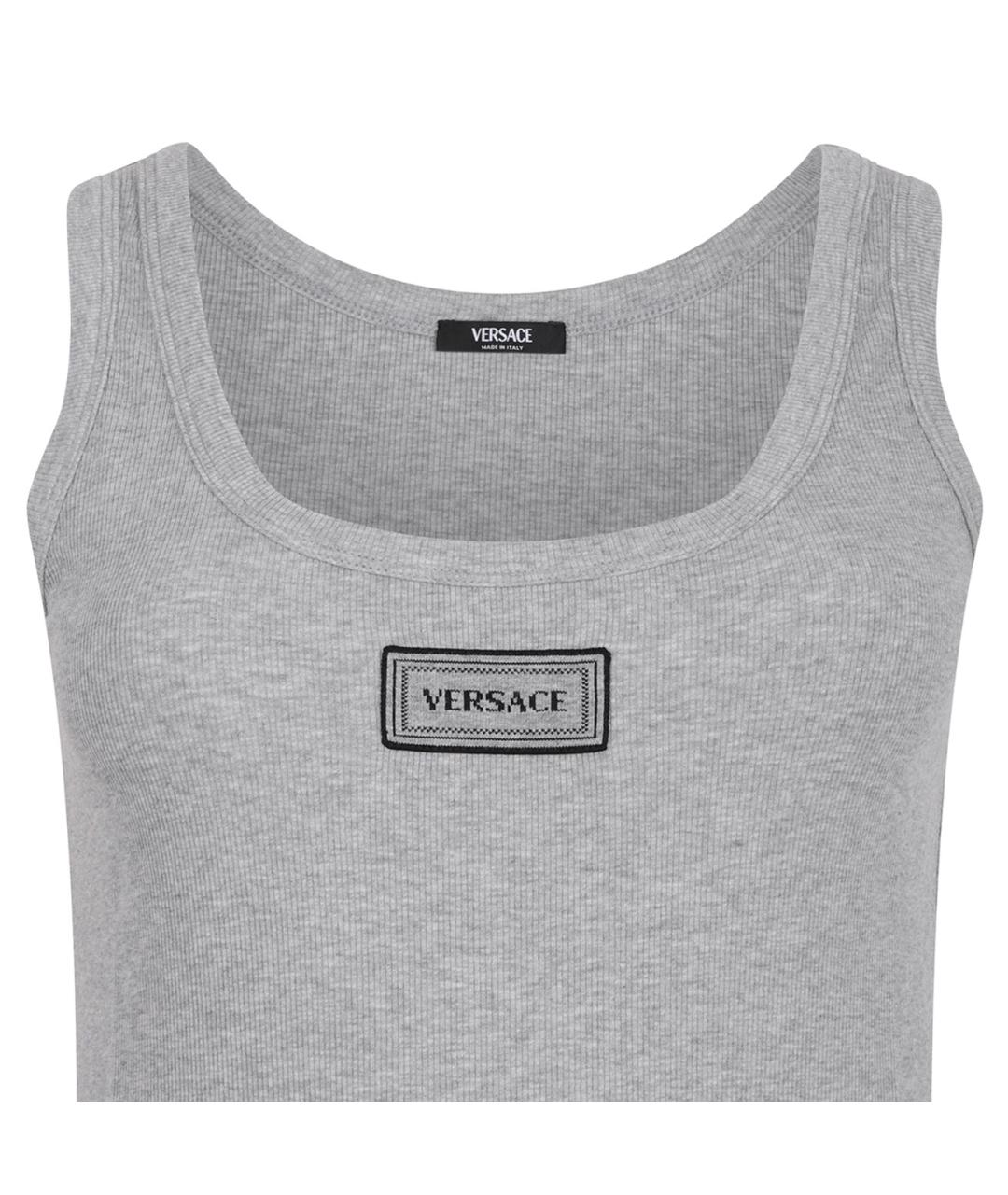 VERSACE Серая хлопковая майка, фото 3