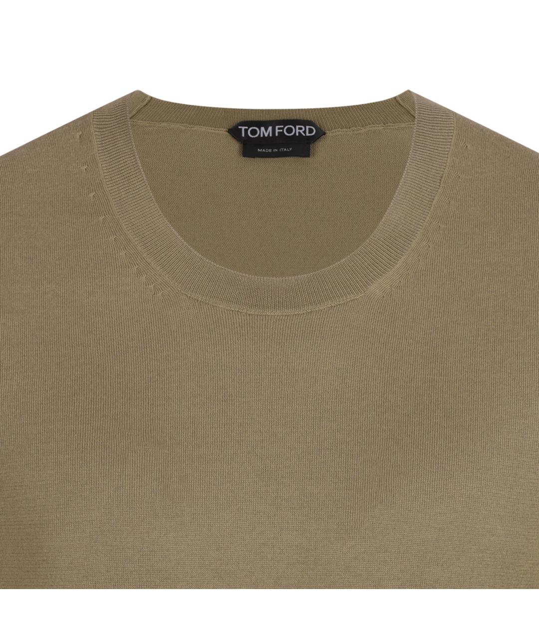 TOM FORD Хаки хлопковая футболка, фото 3