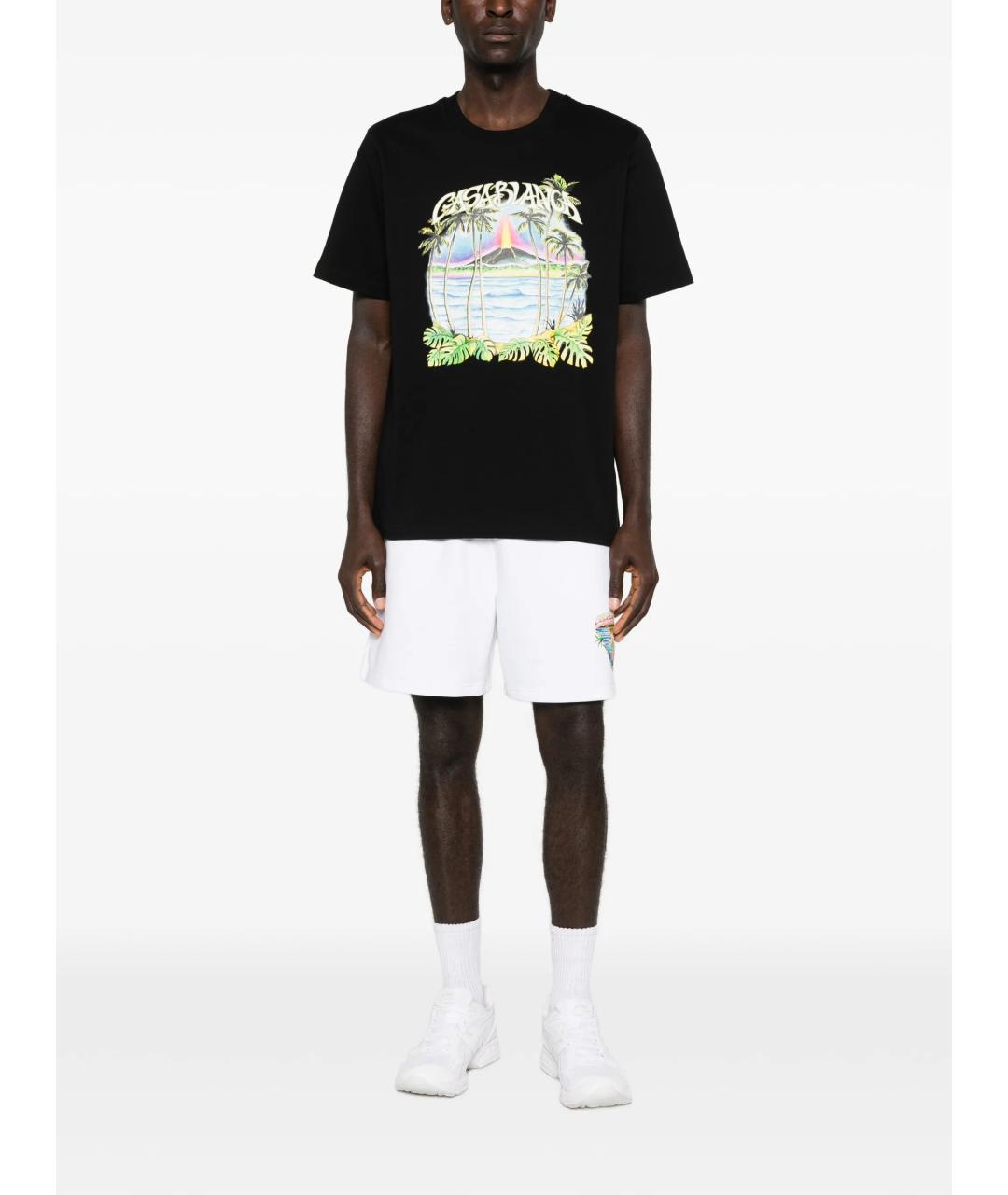 CASABLANCA Черная хлопковая футболка, фото 2