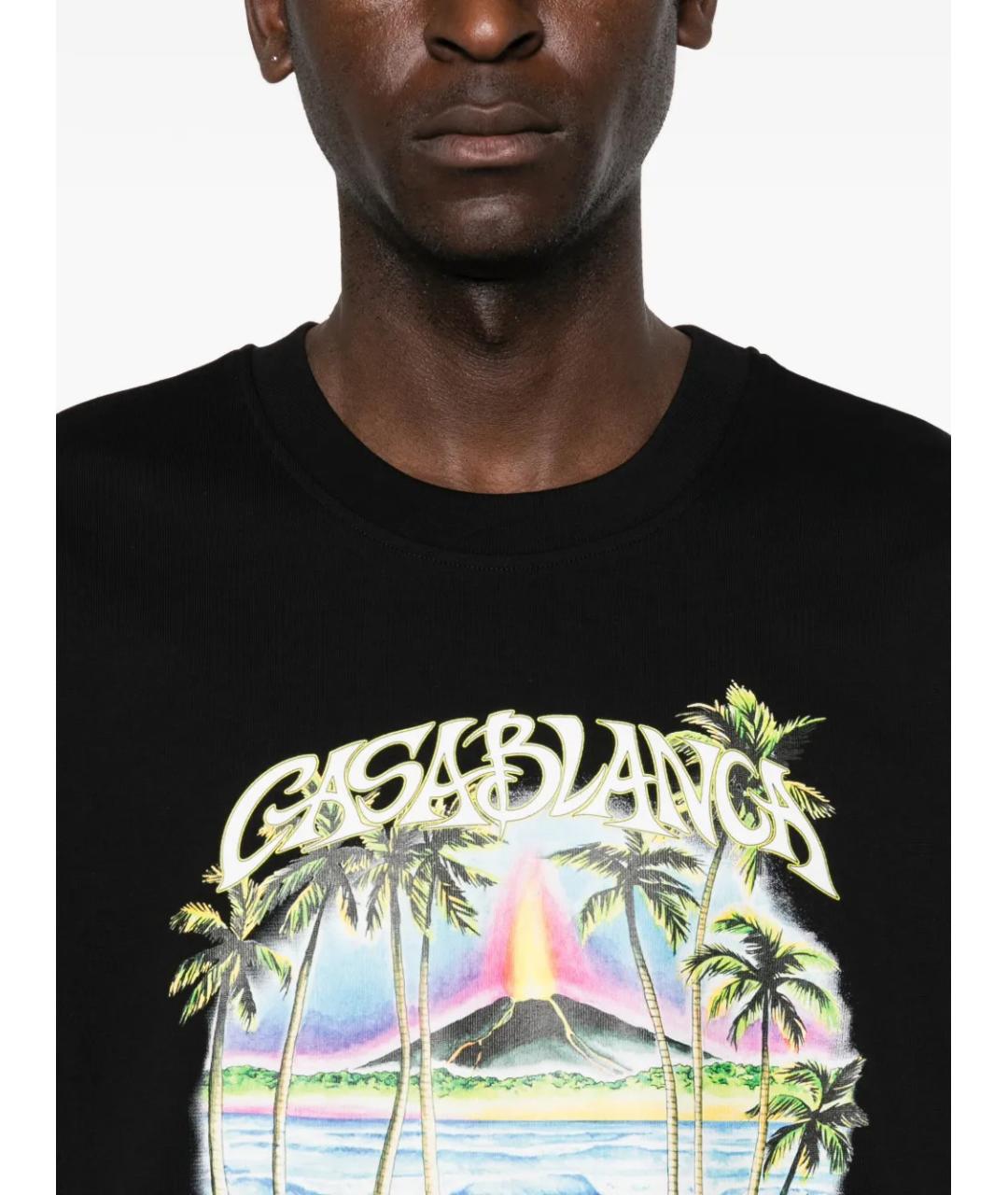 CASABLANCA Черная хлопковая футболка, фото 5