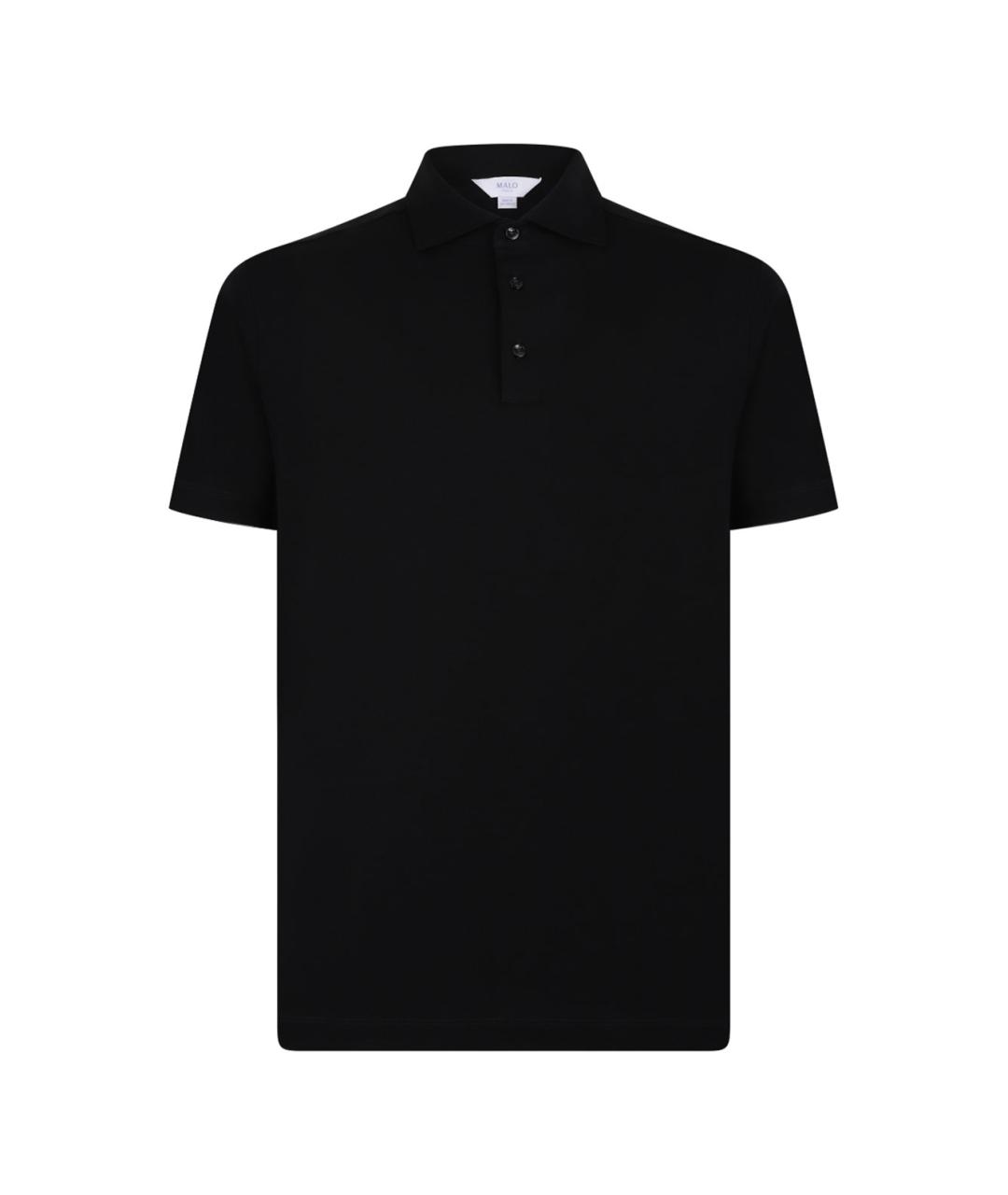 MALO Черное хлопковое поло с коротким рукавом, фото 1