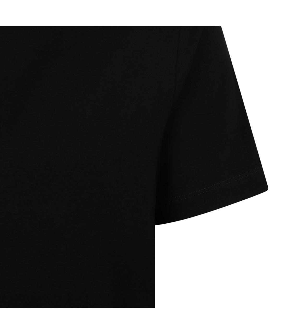 MALO Черное хлопковое поло с коротким рукавом, фото 4