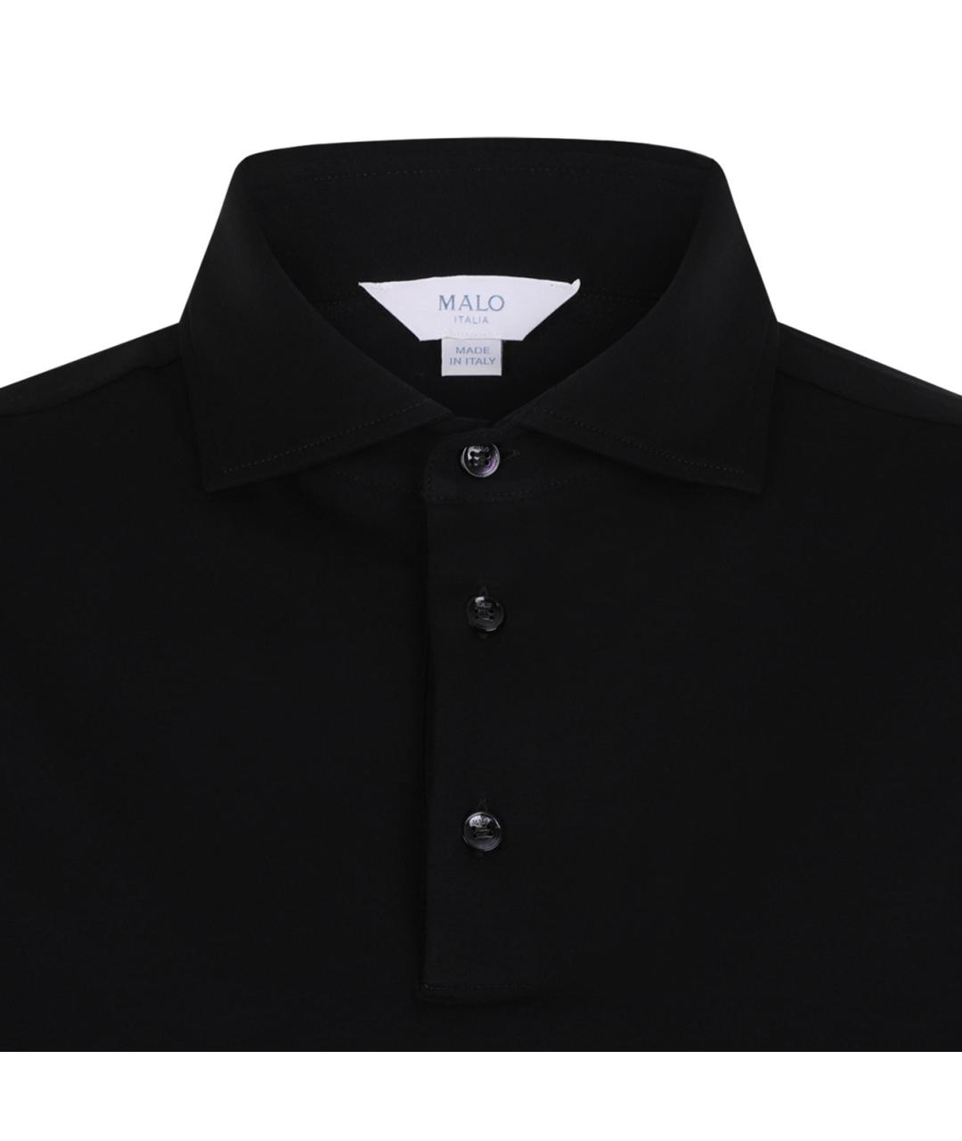 MALO Черное хлопковое поло с коротким рукавом, фото 3