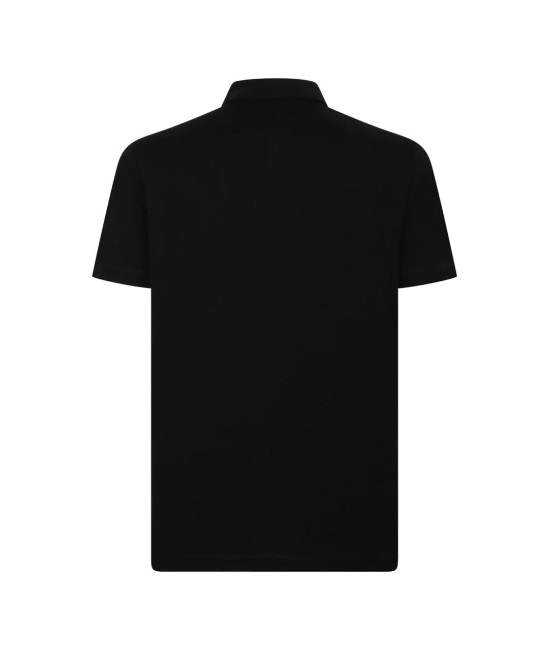 MALO Черное хлопковое поло с коротким рукавом, фото 2