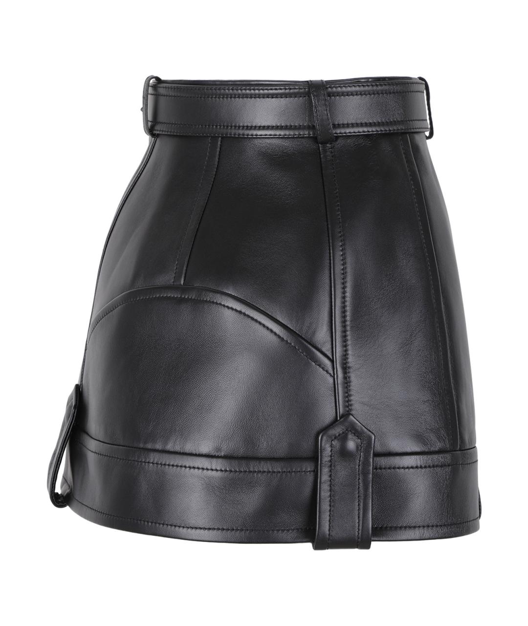 GIVENCHY Черная кожаная юбка мини, фото 3