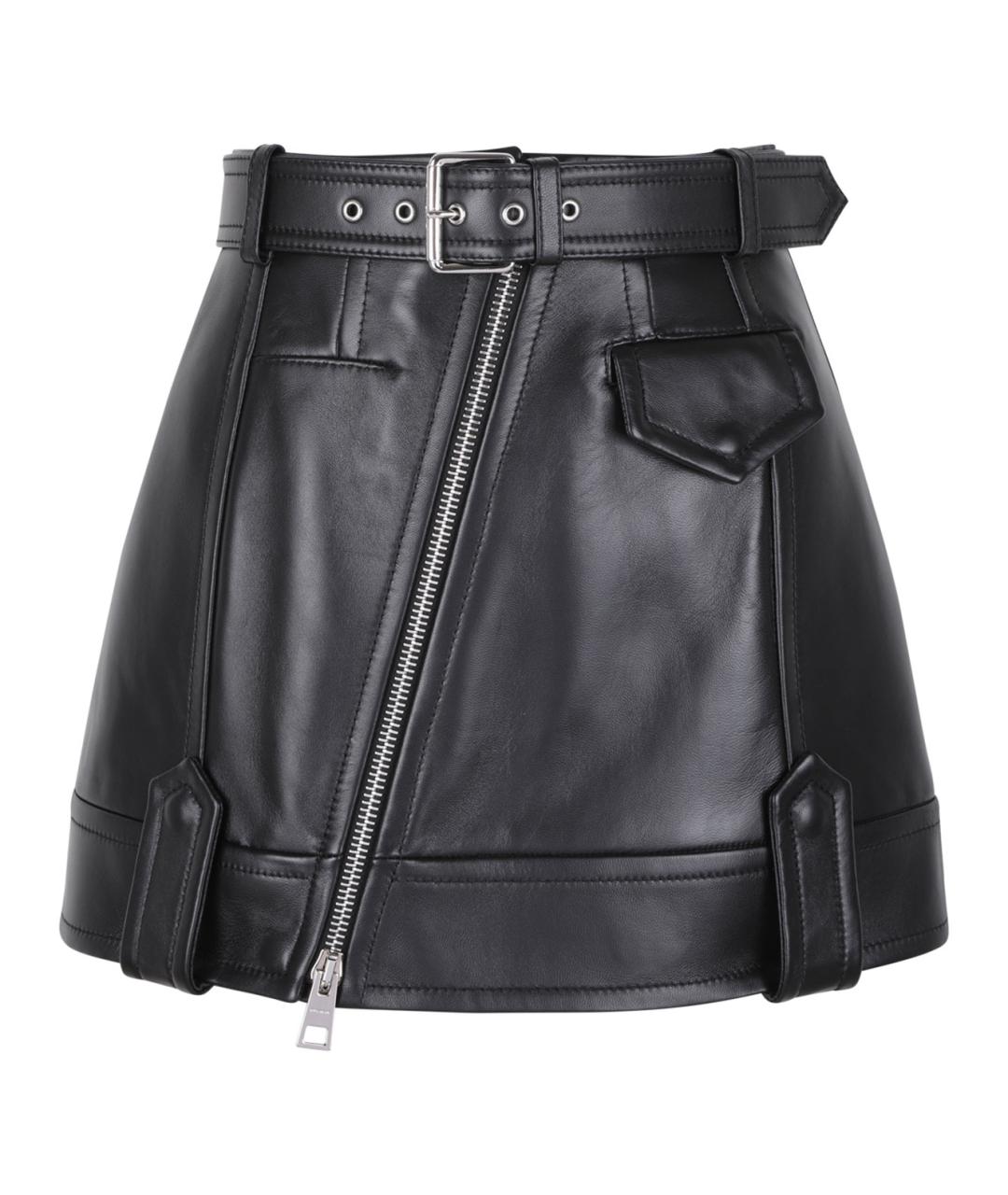 GIVENCHY Черная кожаная юбка мини, фото 1