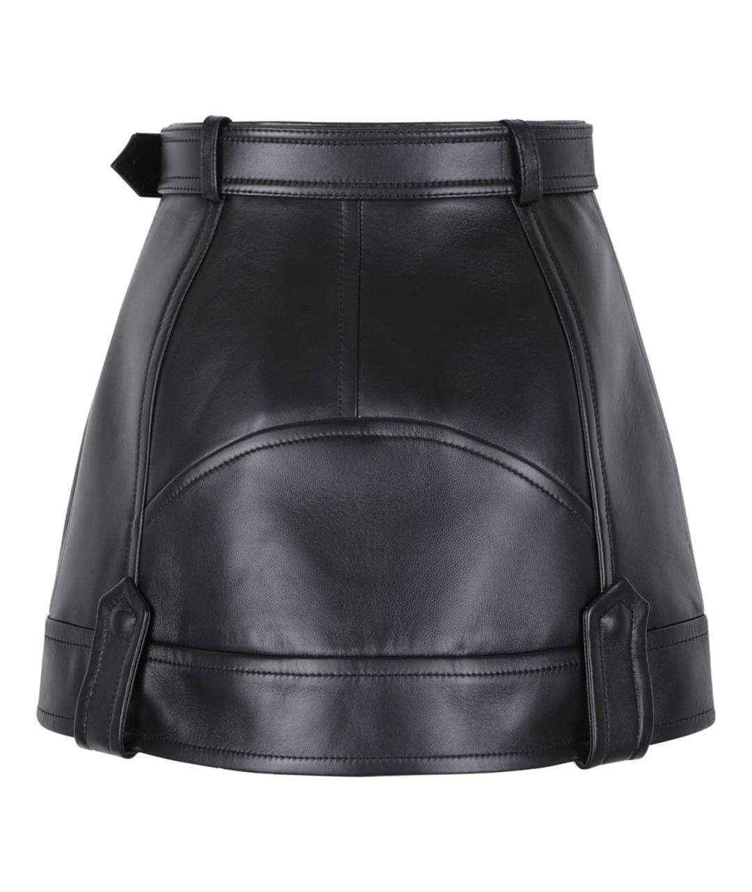 GIVENCHY Черная кожаная юбка мини, фото 2