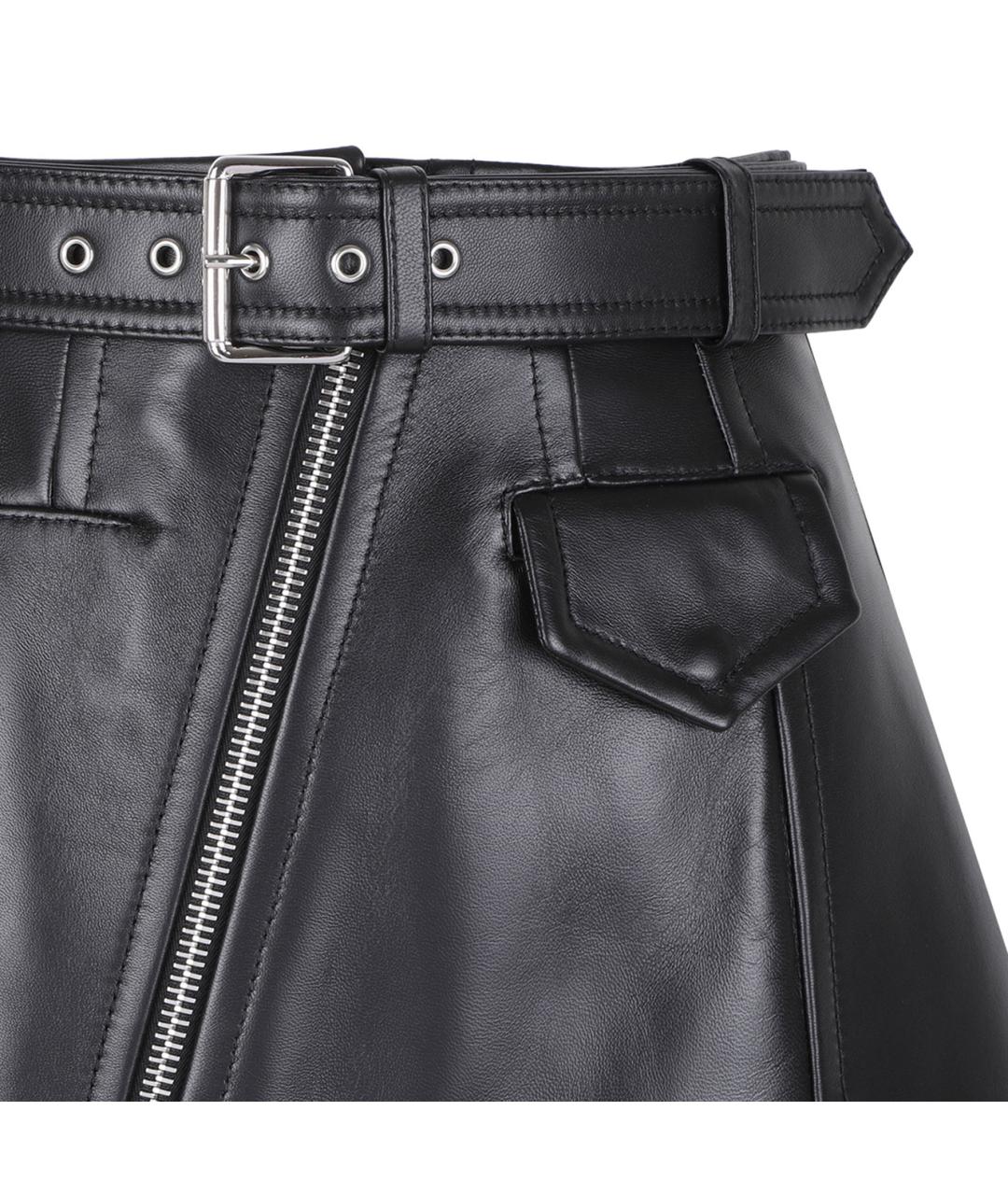 GIVENCHY Черная кожаная юбка мини, фото 4