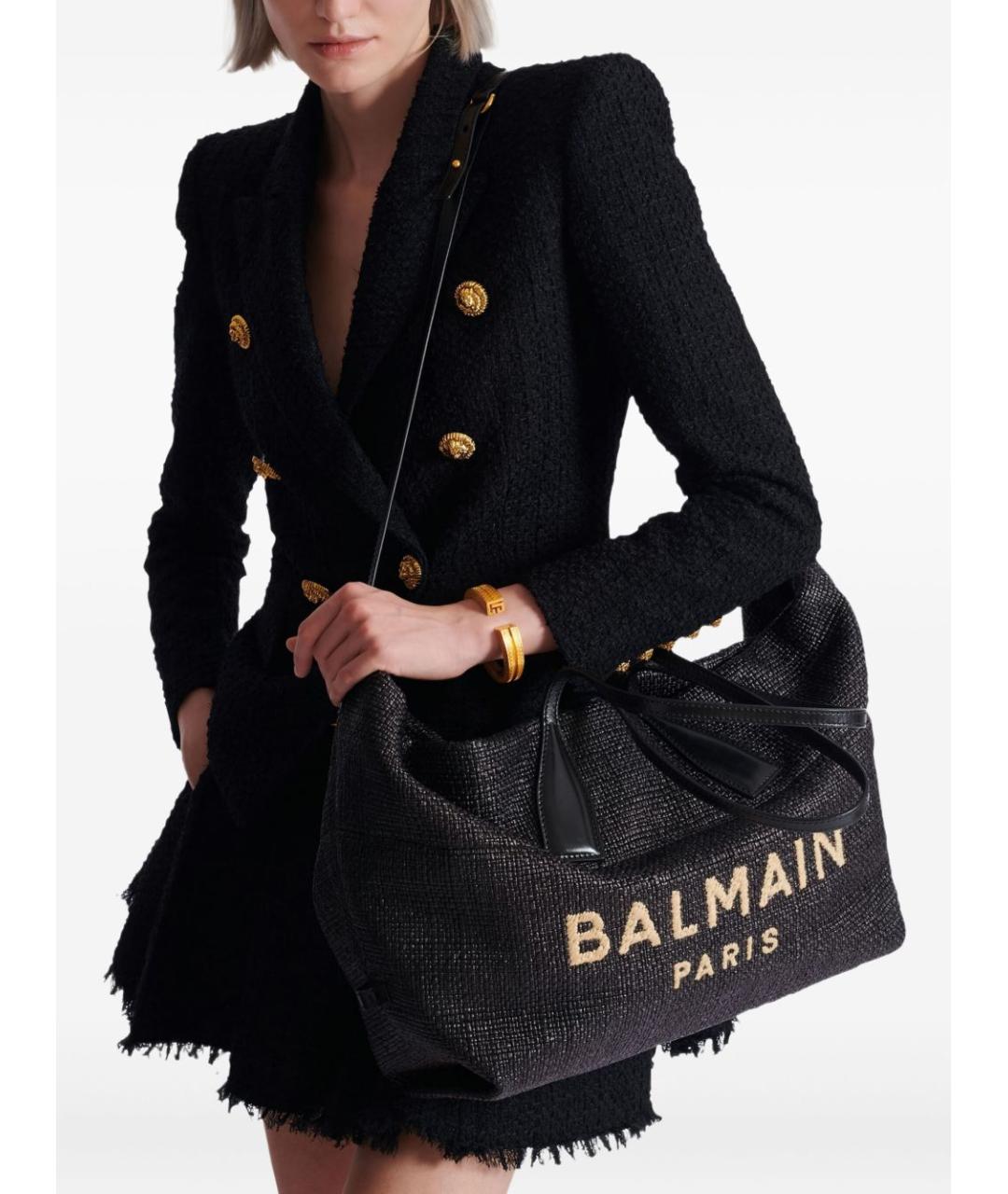 BALMAIN Черная тканевая сумка тоут, фото 4