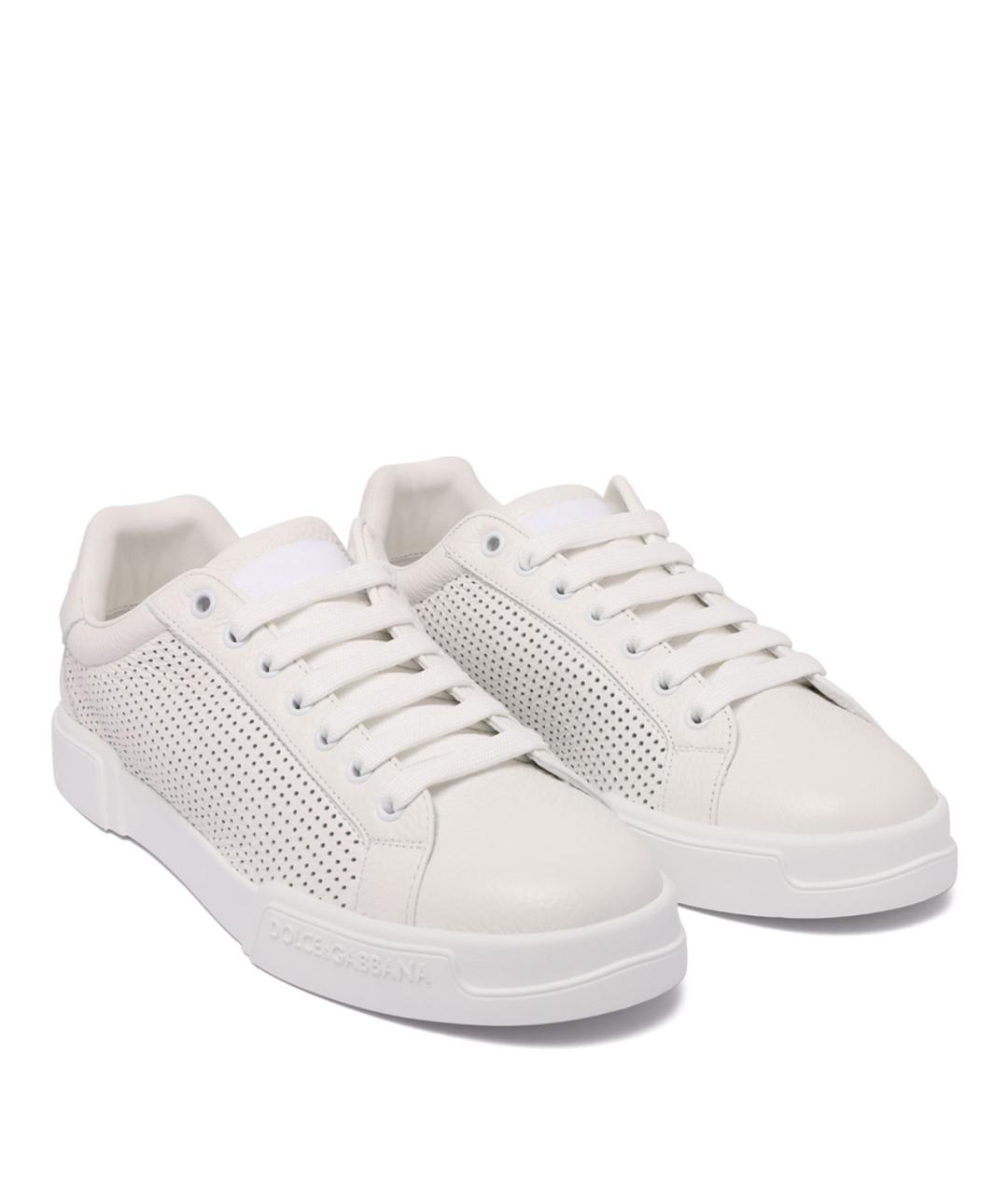 DOLCE&GABBANA Белые кожаные низкие кроссовки / кеды, фото 2