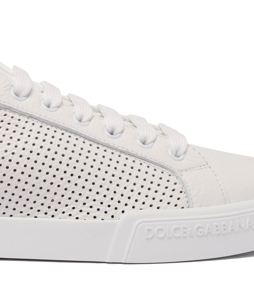 DOLCE&GABBANA Белые кожаные низкие кроссовки / кеды, фото 4