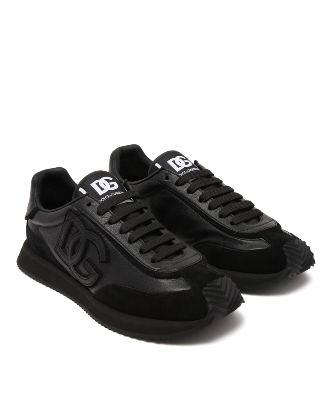 DOLCE&GABBANA Черные кожаные низкие кроссовки / кеды, фото 2